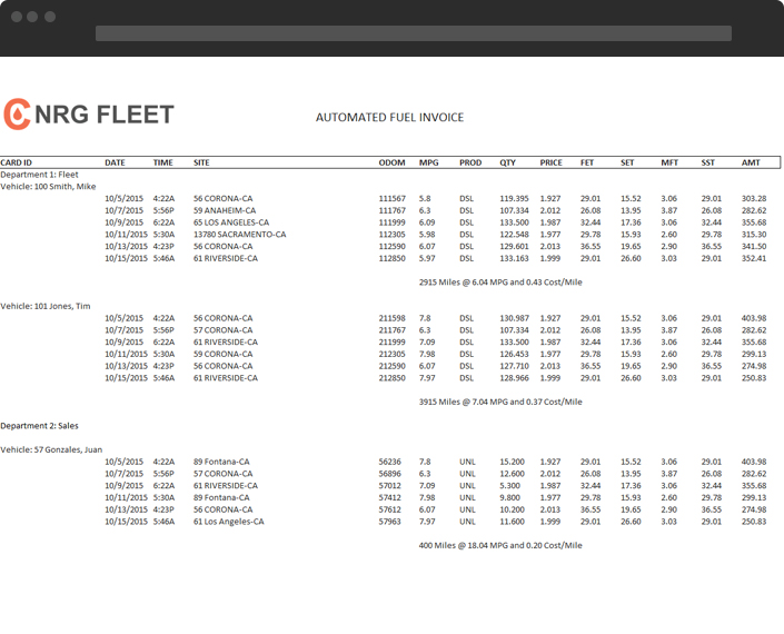 automated fuel invoice