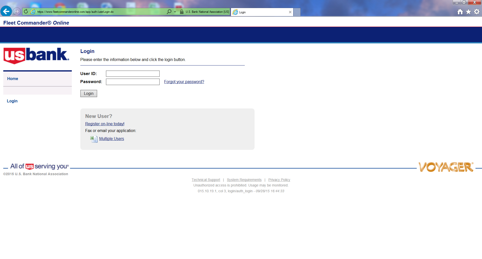 us bank voyager fleet login